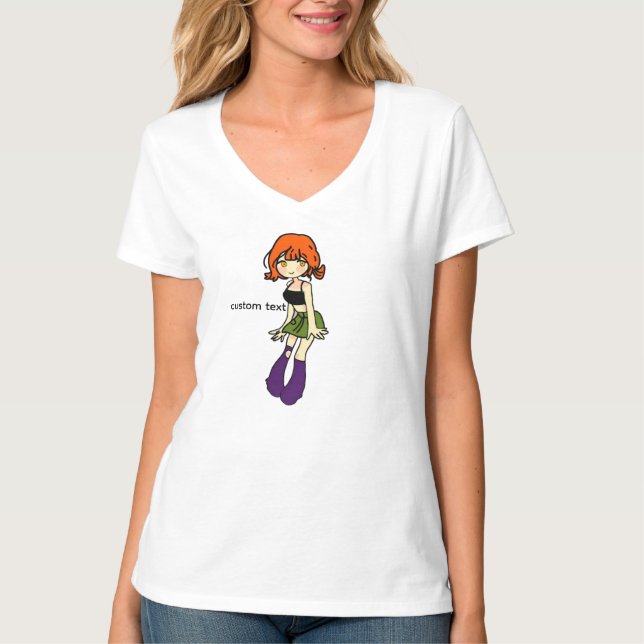 söt anime flicka karaktär illustration t-shirt (Framsida)