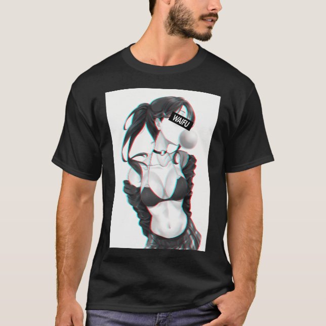 Söt Anime Flickor Waifu Material T Shirt (Framsida)