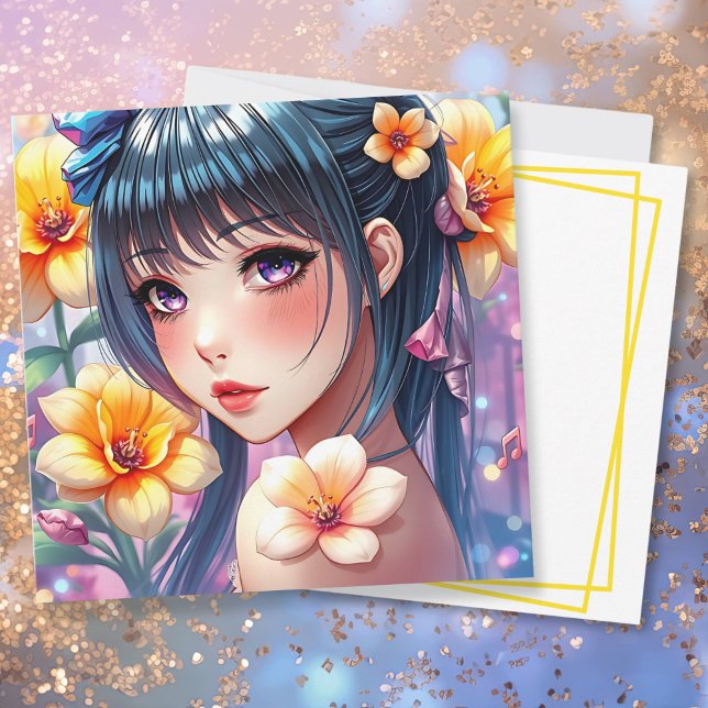 Söt Anime Girl | Att tänka på dig Kort (Skapare uppladdad)