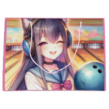 Söt Anime Girl in Bowling Födelsedagsfest