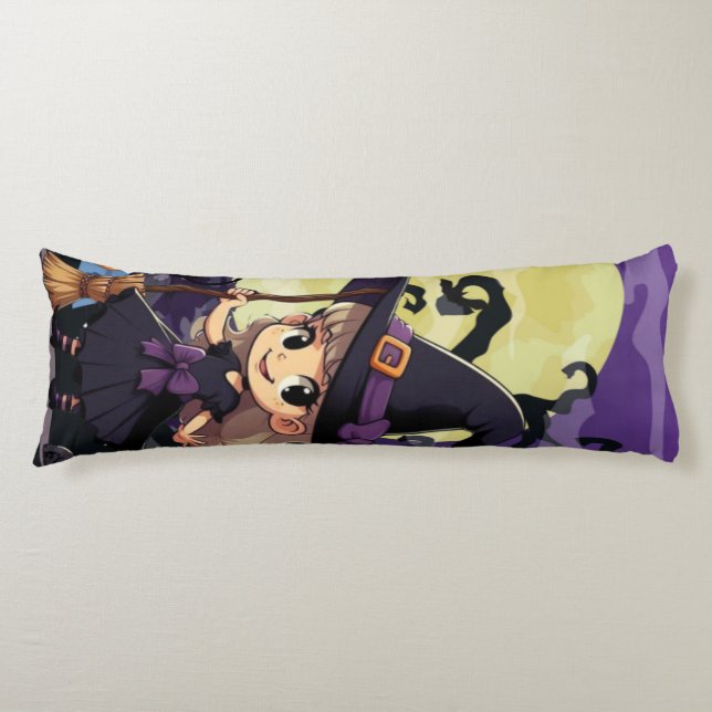 Söt Anime Halloween-häxa Kroppskudde (Framsidan)