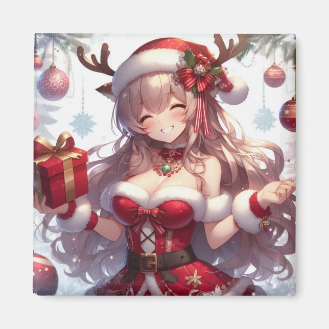 Söt anime julflicka magnet (Framsidan)