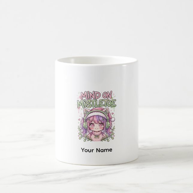 Söt Anime Julmugg Misteltoe Present Flickor Kaffemugg (Center)