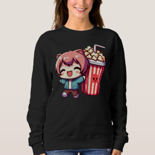 Söt Anime med popcorn och halm tröja