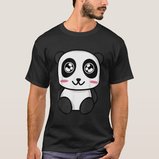 Söt Anime Panda Japansk Stil Panda T Shirt (Framsida)