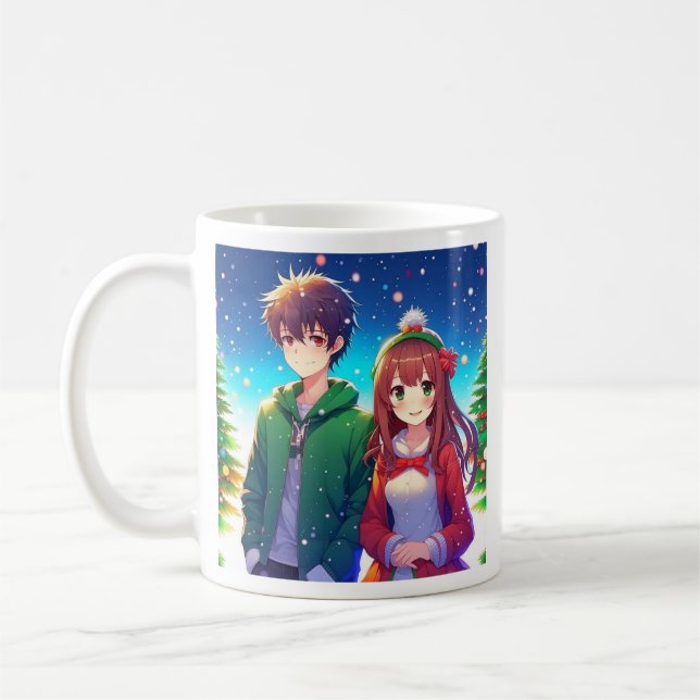Söt Anime-Par Jul Kaffemugg (Vänster)