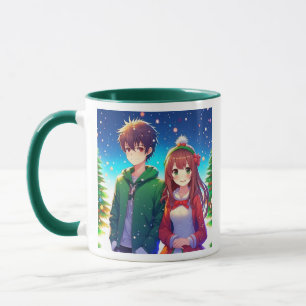 Söt Anime-Par Jul Mugg