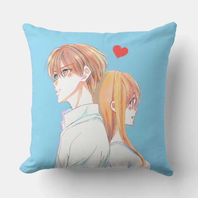 Söt Anime-Par kärleksillustration Kudde (Framsida)