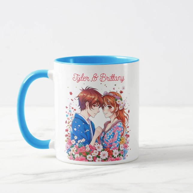 Söt Anime-par som kramas Personlig Mugg (Vänster)