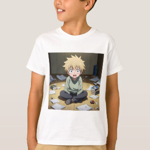 Söt Anime Pojke Förvånad i Rojigt Rum – Känslomäss T Shirt