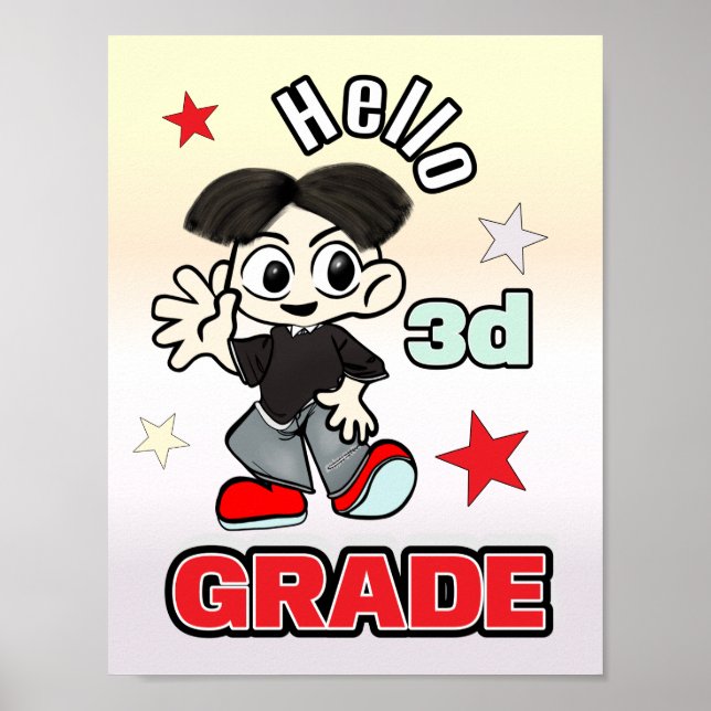 Söt Anime Pojke Hej 3e Klass Poster (Framsidan)