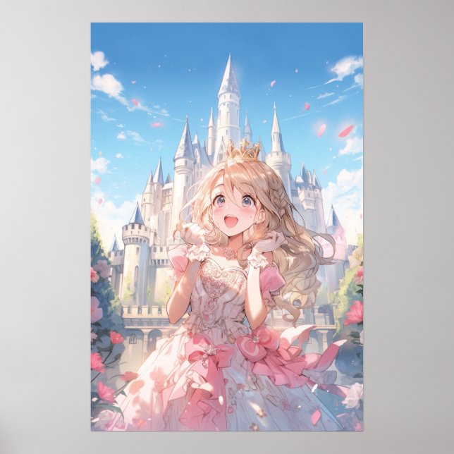 Söt Anime-Prinsessa i Sagoslott Affisch (Framsidan)
