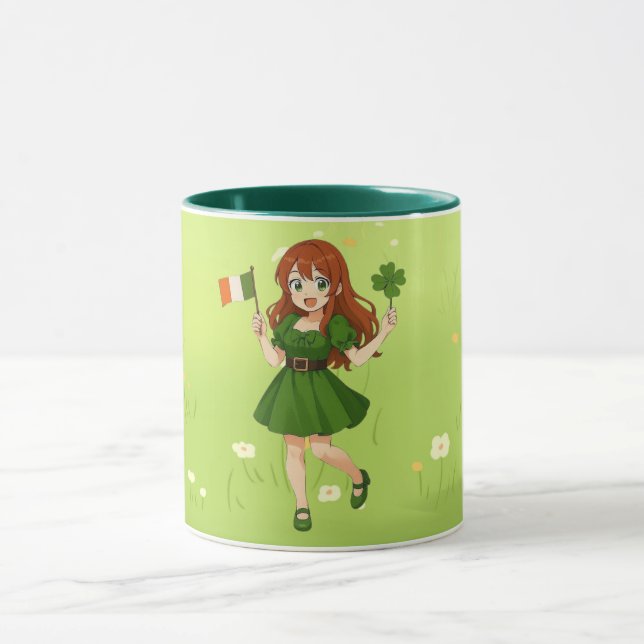 Söt anime rödhårig Saint Patrick's Day Mugg (Center)