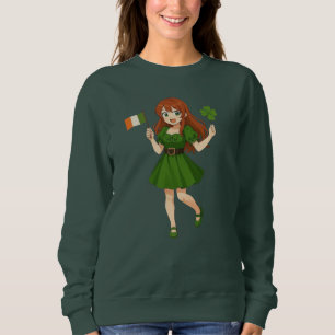 Söt anime rödhårig Saint Patrick's Day T Shirt