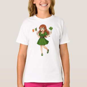 Söt anime rödhårig Saint Patrick's Day T Shirt