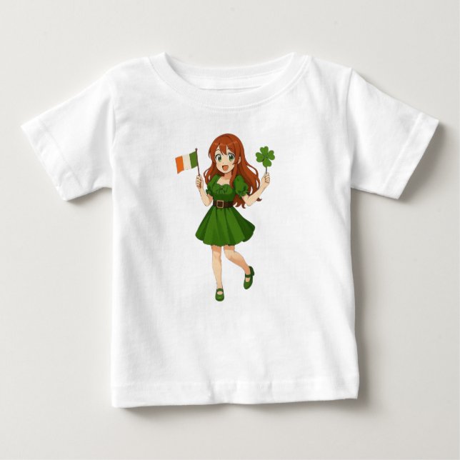 Söt anime rödhårig Saint Patrick's Day T Shirt (Framsida)