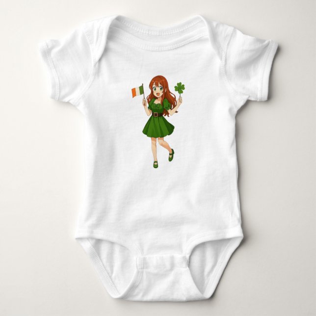 Söt anime rödhårig Saint Patrick's Day  T Shirt (Framsida)
