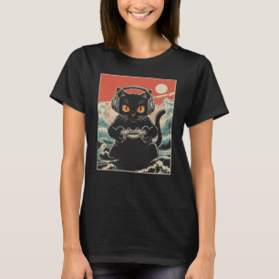Söt Anime Spelare Kawaii Katt Japansk Spelpresent T Shirt