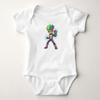 Söt Anime Superhjälte Baby Bodysuit - Färgrik Vagn T Shirt