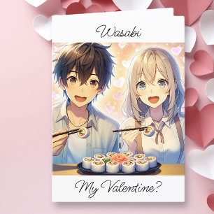 Söt Anime Sushi Puns Alla Hjärtans Dag Foto Helgkort