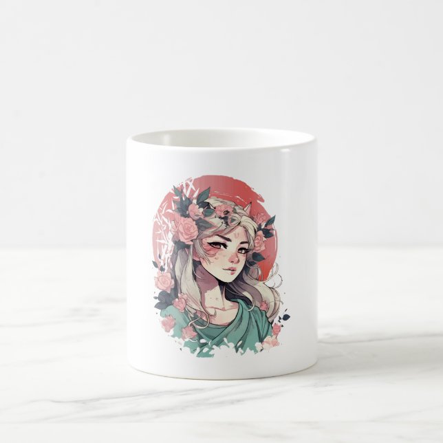Söt Anime Tjej Kaffemugg (Center)