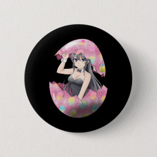 Söt Anime Tjej Påskhare Ägg Söt Waifu Öst Knapp