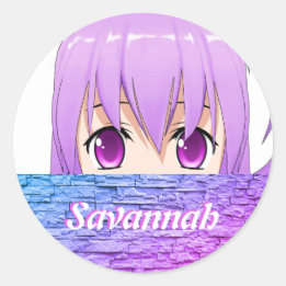 Söt Anime-tjej söt söt rosa namn Runt Klistermärke