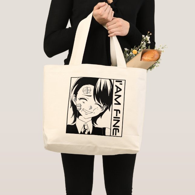 Söt Animekaraktär: "JAG MÅR BRA" Jumbo Tygkasse (Framsida (produkt))