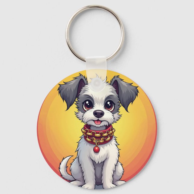 🐶 Söt Animerad Hund För Vardaglig Bärstil 🐶 Nyckelring (Framsida)