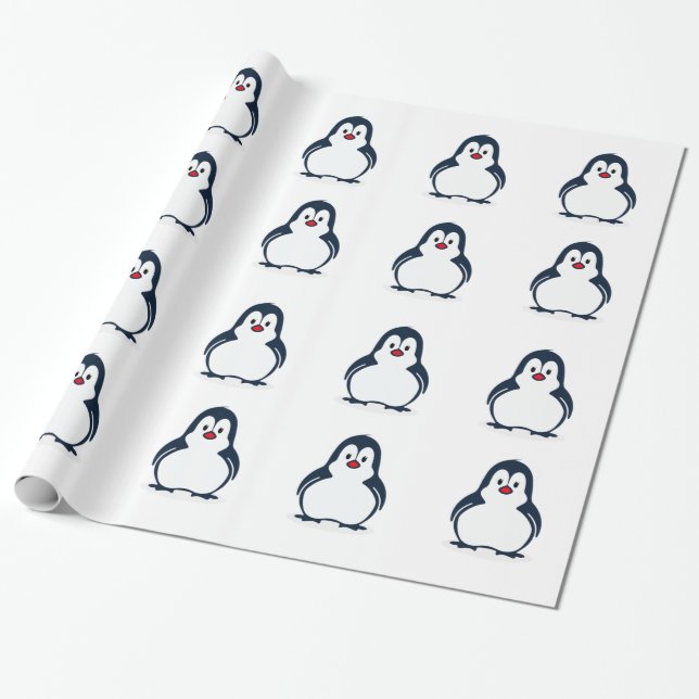 Söt Animerad Pingvin Presentpapper (Utrullad)