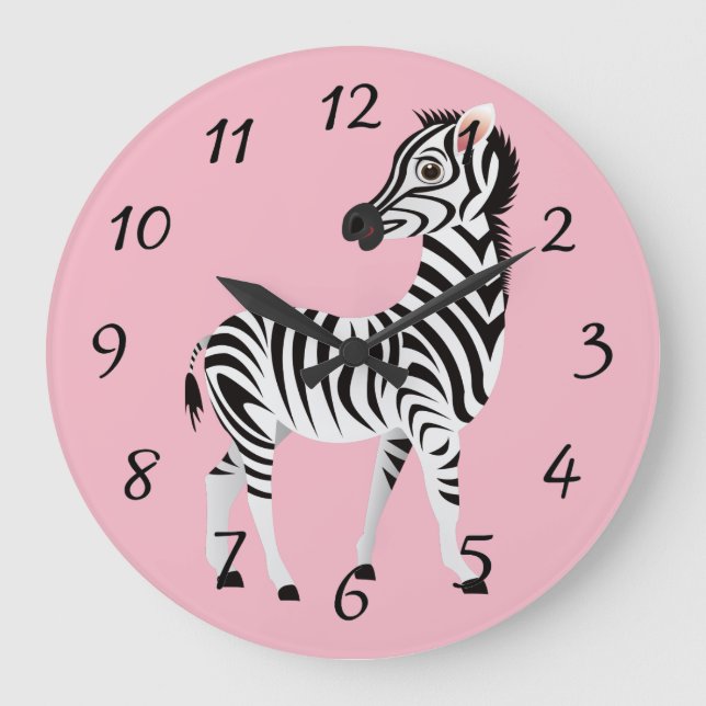 söt Animerad Zebra Stor Klocka (Framsida)
