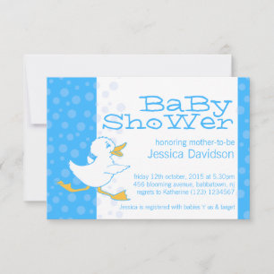 Söt anka baby shower akva blå inbjudan