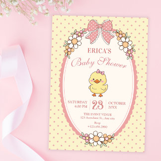 Söt anka baby shower inbjudningar