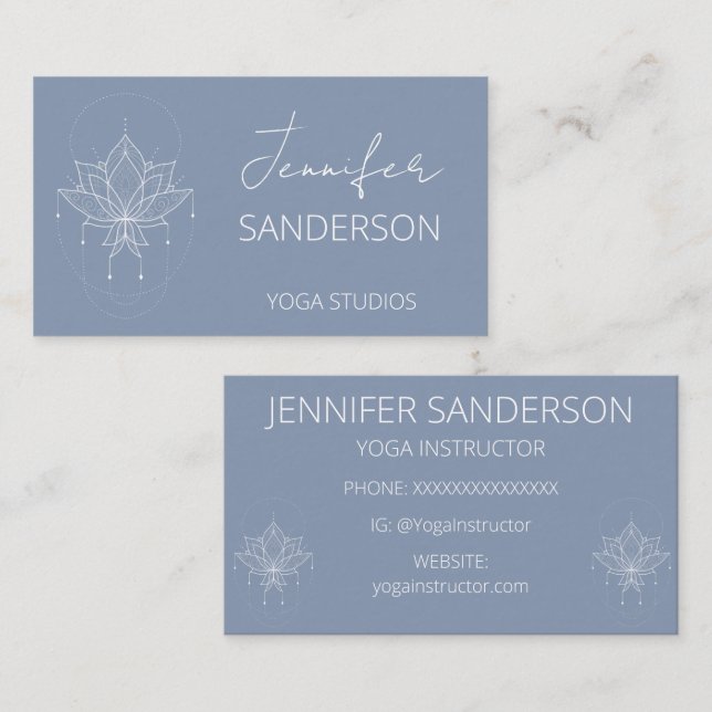 Söt Anka Egg Blue Boho Blommigt Lotus Yoga Visitkort (Fram/baksida)