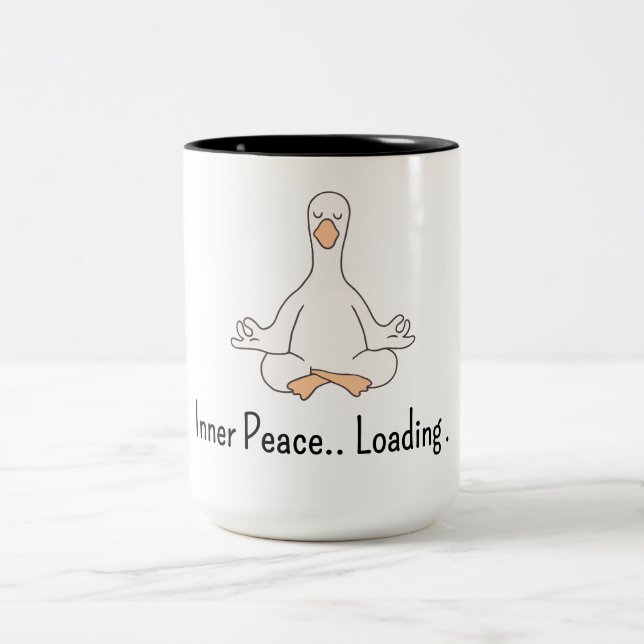 Söt anka "Inre frid laddar"-mugg – Rolig  Två-Tonad Mugg (Center)