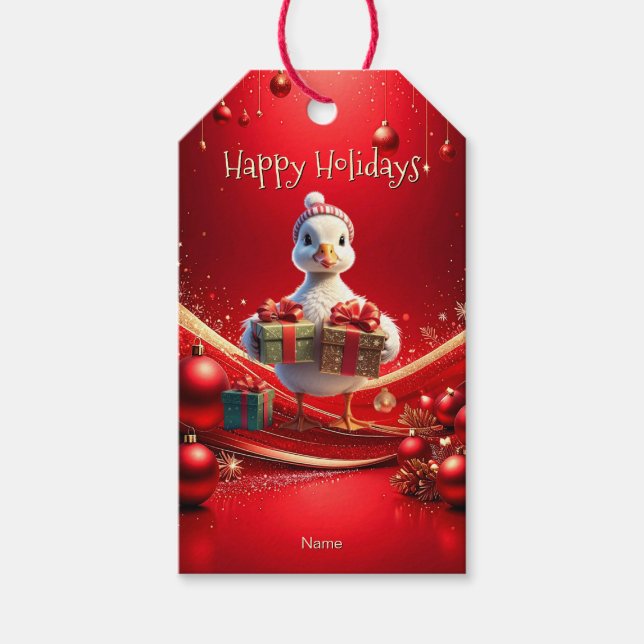 Söt anka jul presentkort presentetikett (Framsidan)
