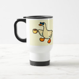 Söt anka med kaffekopp i rostfritt stål tumbler