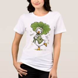 Söt anka med lövparaply och blomsterkrans t shirt