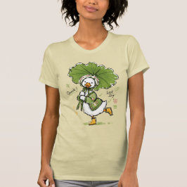 Söt anka med lövparaply och blomsterkrans t shirt