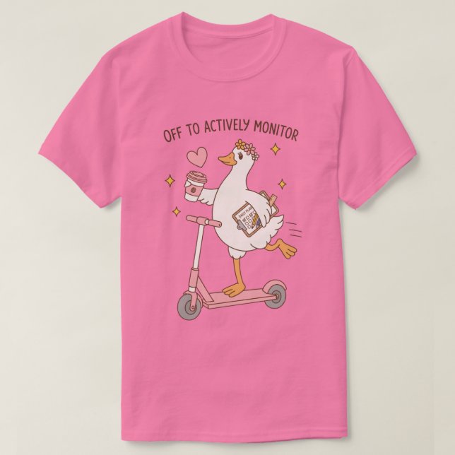 Söt anka professionell på scooter daglig planerare t shirt (Design framsida)