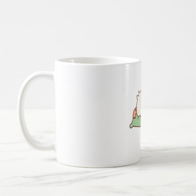 Söt anka som sover på kudde kaffemugg (Vänster)