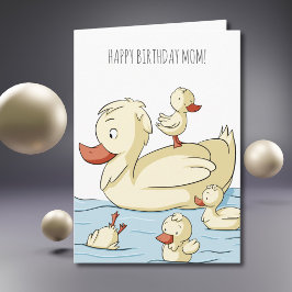 Söt ankafamilj Grattis på födelsedagen mamma Kort