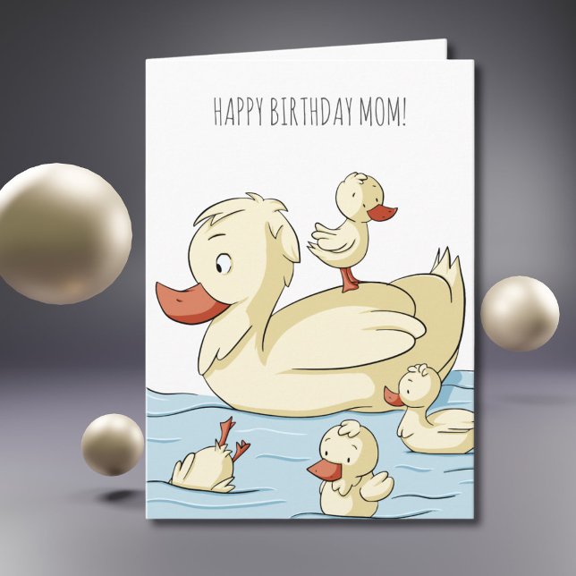 Söt ankafamilj Grattis på födelsedagen mamma Kort (Skapare uppladdad)