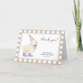 Söt ankunge baby shower tack kort