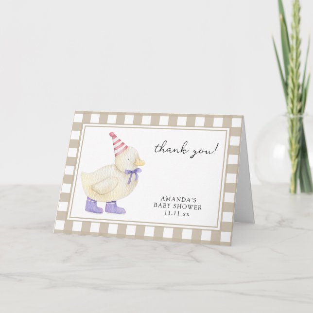 Söt ankunge baby shower tack kort (Framsida)