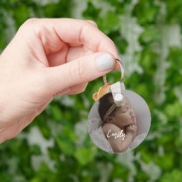 Söt anpassad babyfoto Namn Nyckelring