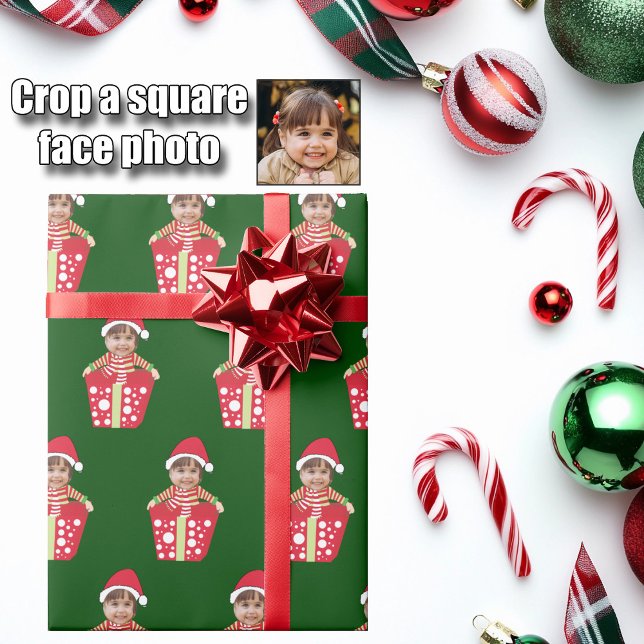 Söt Anpassad Barn Ansikte Foto Julpresent Presentpapper (Skapare uppladdad)