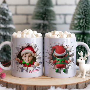Söt Anpassad Barn Ansikte Foto Rolig Tomte Jul Kaffemugg
