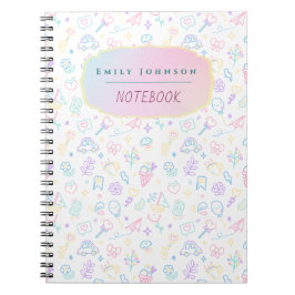 Söt Anpassad  Barns Namn Färgglada Mönster Anteckningsbok