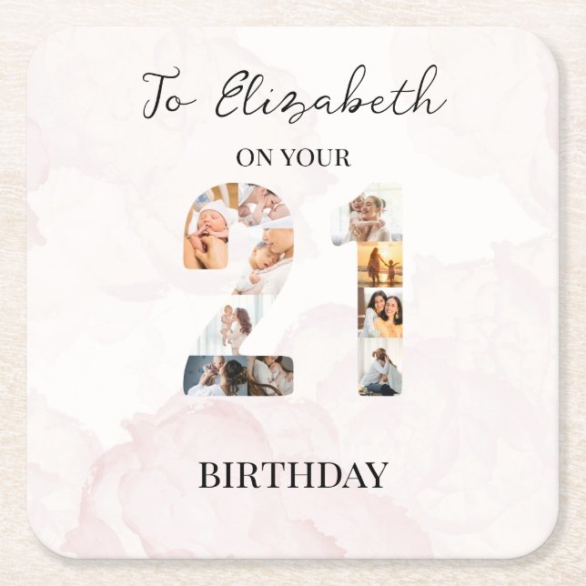 Söt Anpassad Familjefoto  Underlägg Papper Kvadrat (Framsidan)